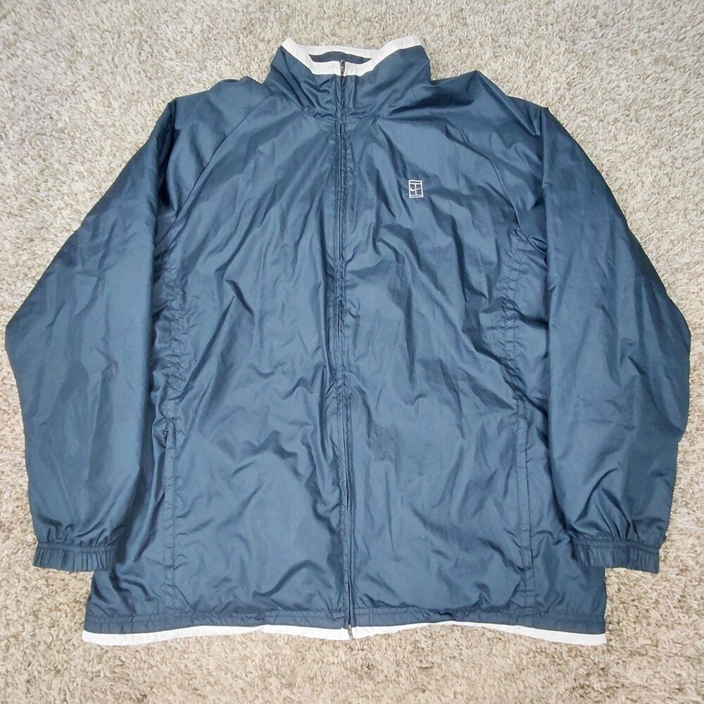 Vintage Nike Court Tennis Jacket Mens XL Navy Full Zip Challenge Windbreaker